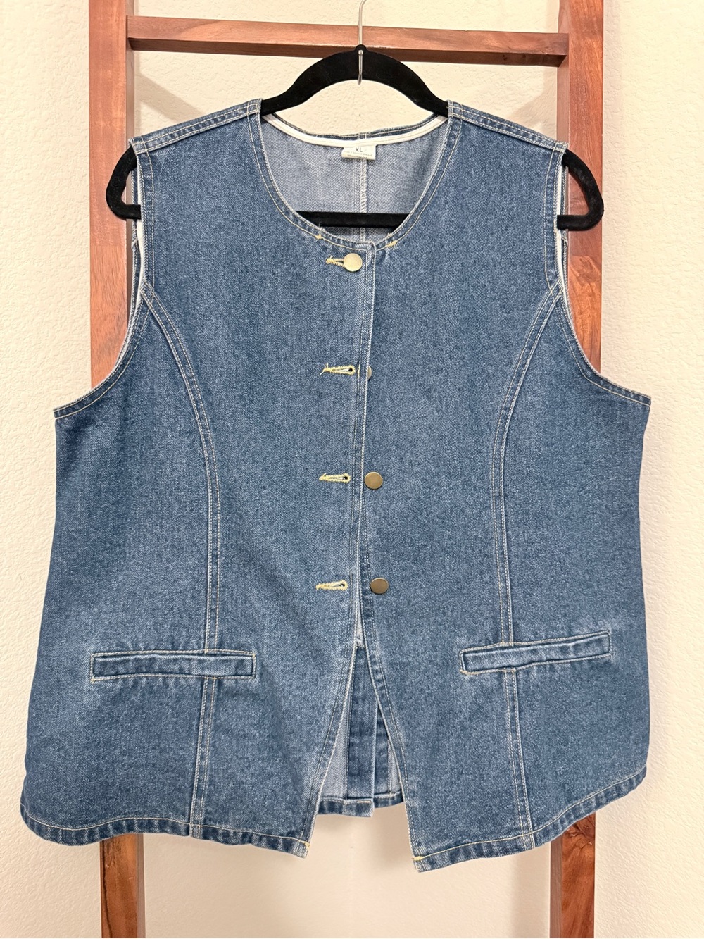 Women's Denim Vest - Sleeveless Blue Jacket Size XL